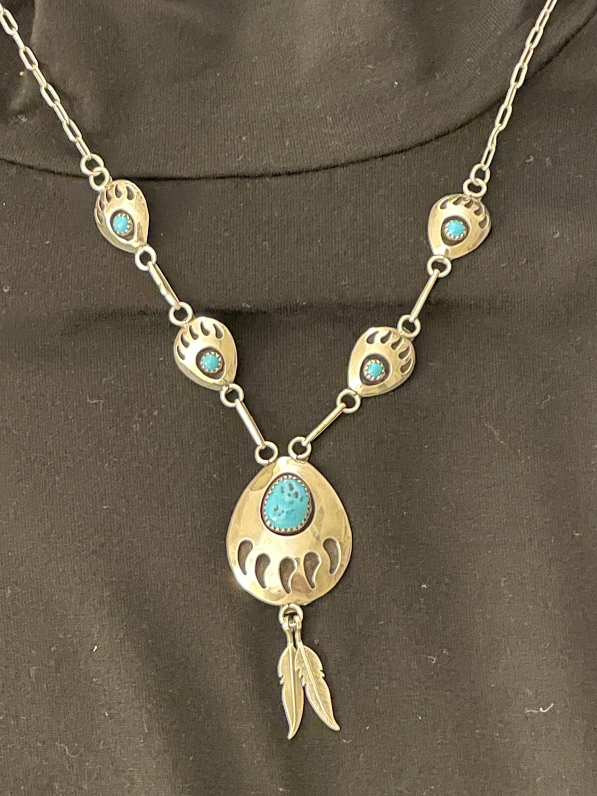 Authentic Turquoise/Silver Bear Claw Southwestern… - image 5