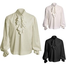 Camicia uomo vittoriana rinascimentale pirata steampunk colletto arricciato blusa