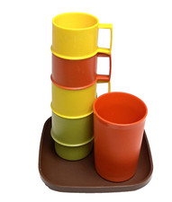 Tupperware Toys Vintage Doll Size Dishes Cup Mugs Plate 6 Pieces