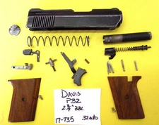 DAVIS P 32 GUN PARTS BLACK SLIDE TRIGGER BARREL FIRING PIN  # 17-735