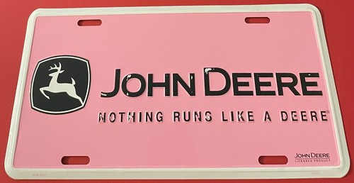 Pink John Deere Tractor Booster License Plate Nothing Runs Like A Deere Girl