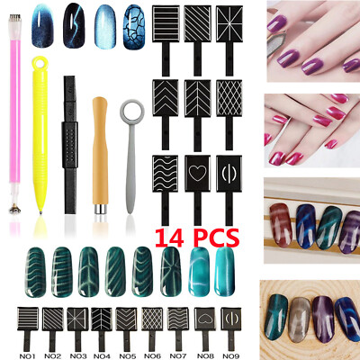14PCS Nail Art Magnetic Stick Wand Pen for 3D Cat Eye Gel Painting Nails UV Gel~