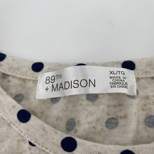89th and MADISON Blouse Women’s XL Peplum Polka Dot Linen Spandex Blend Stretch - Picture 6 of 7
