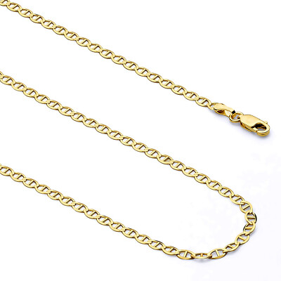14K Yellow Gold Men s SOLID Mariner Link Chain 3.4MM  Bracelet 7'' Inches