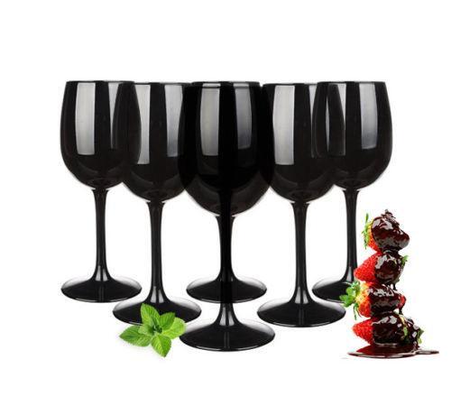 WeingläSer Set 300Ml Im 6Er-Pack Schwarze RotweingläSer WeißWeingläSer Weinkelch-image