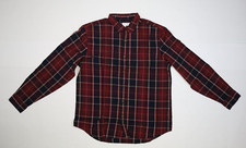 Old Navy Long Sleeve Regular Fit Burgundy Plaid Long Sleeve Button Up Mens L