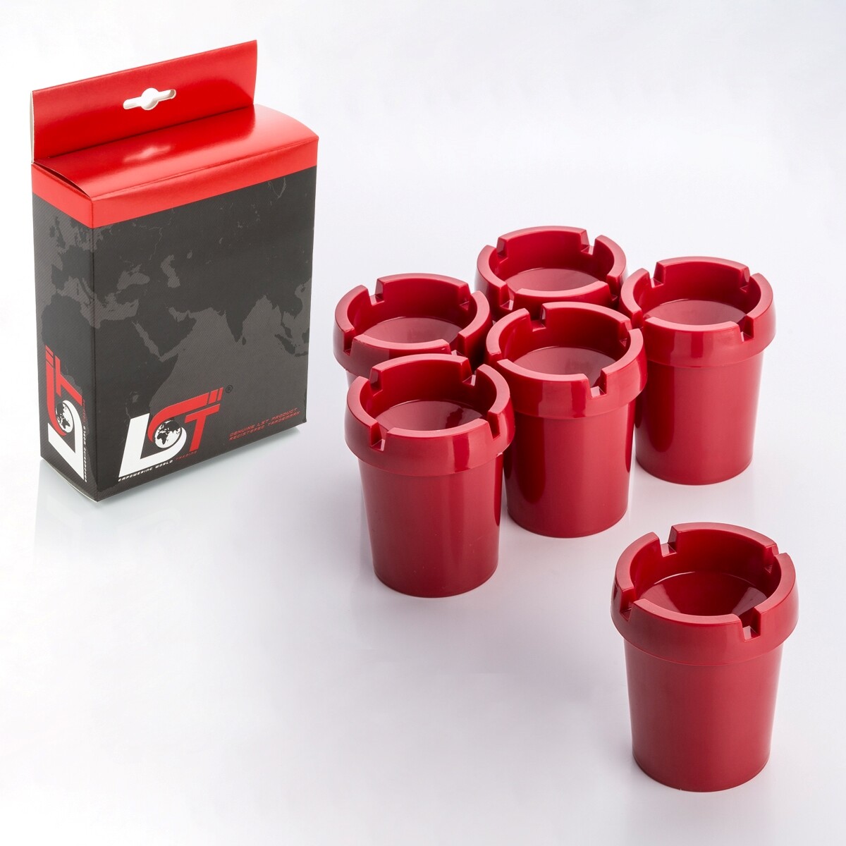 6x Ashtray Storm Smoke-Free Drink Holder Red Plastic