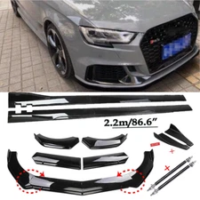 For AUDI A3 S3 RS3 Front Bumper Lip Spoiler Chin Splitter Bod Kit Gloss Black