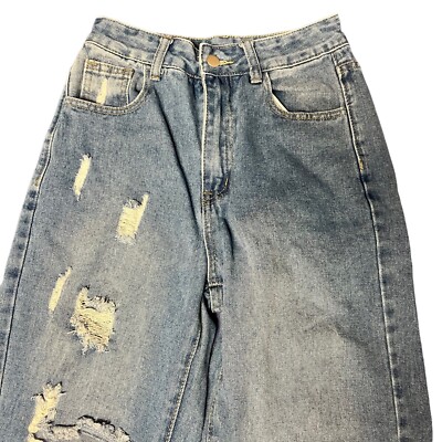 Shein Womens Baggy 90s Jeans Size XS 2 High Waist Distressed | eBay