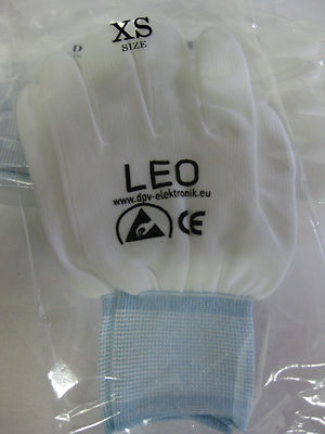 ESD - Handschuhe 10 Paar m.getauchten Fingerkuppen LEO-105 Handschuh Gr.XS