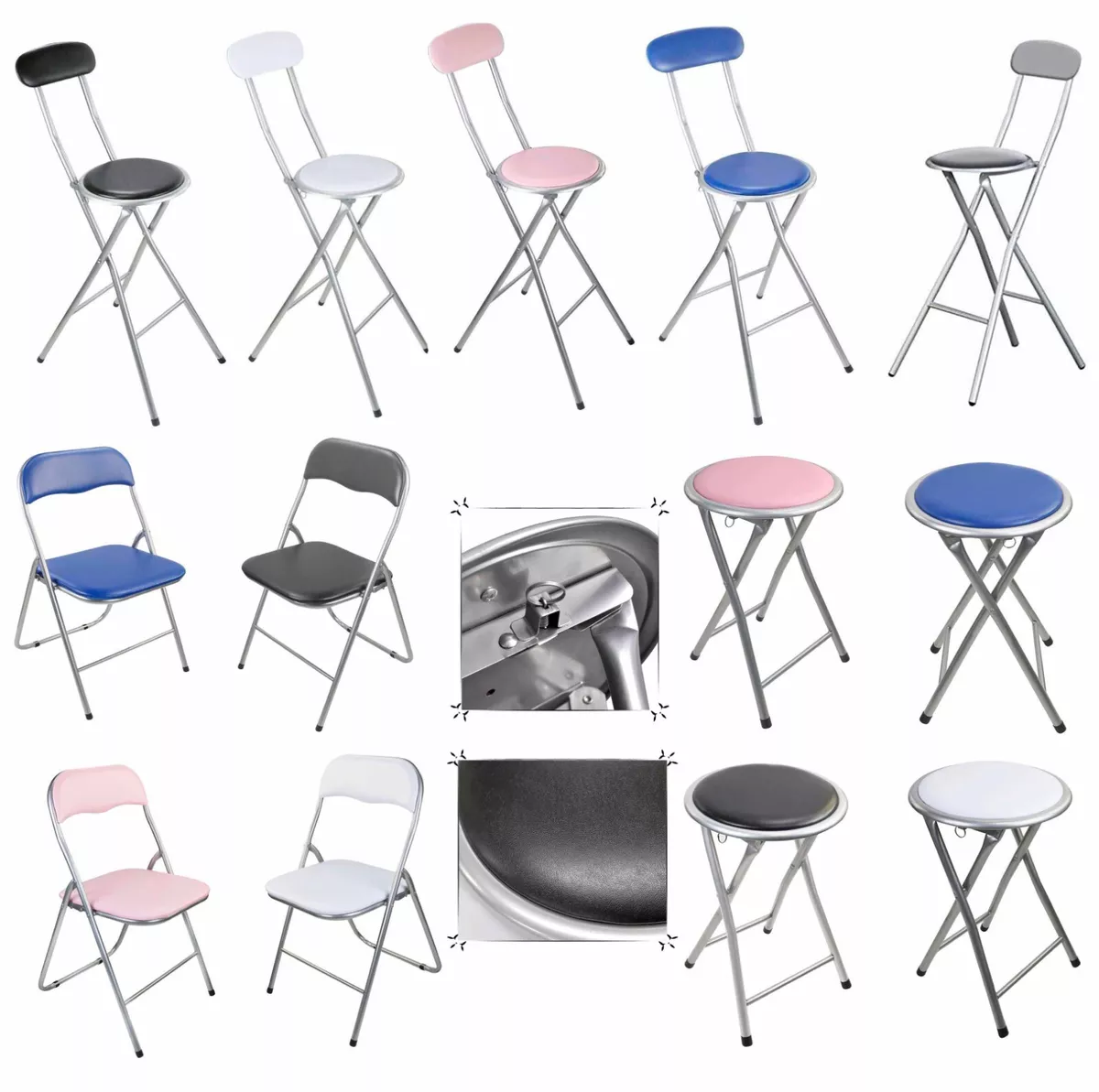 Breakfast Bar Folding Stool Chair Seat Foldable Light Weight