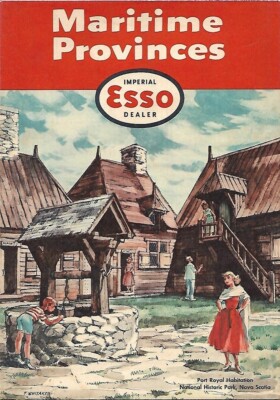 1954 IMPERIAL ESSO Road Map MARITIME PROVINCES Canada Nova Scotia Eastern Quebéc