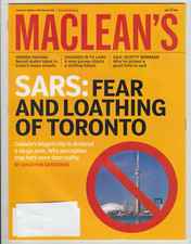 Maclean's Magazine May 2003 SARS Fear and Loathing of Toronto, Q&A Scotty Bowman