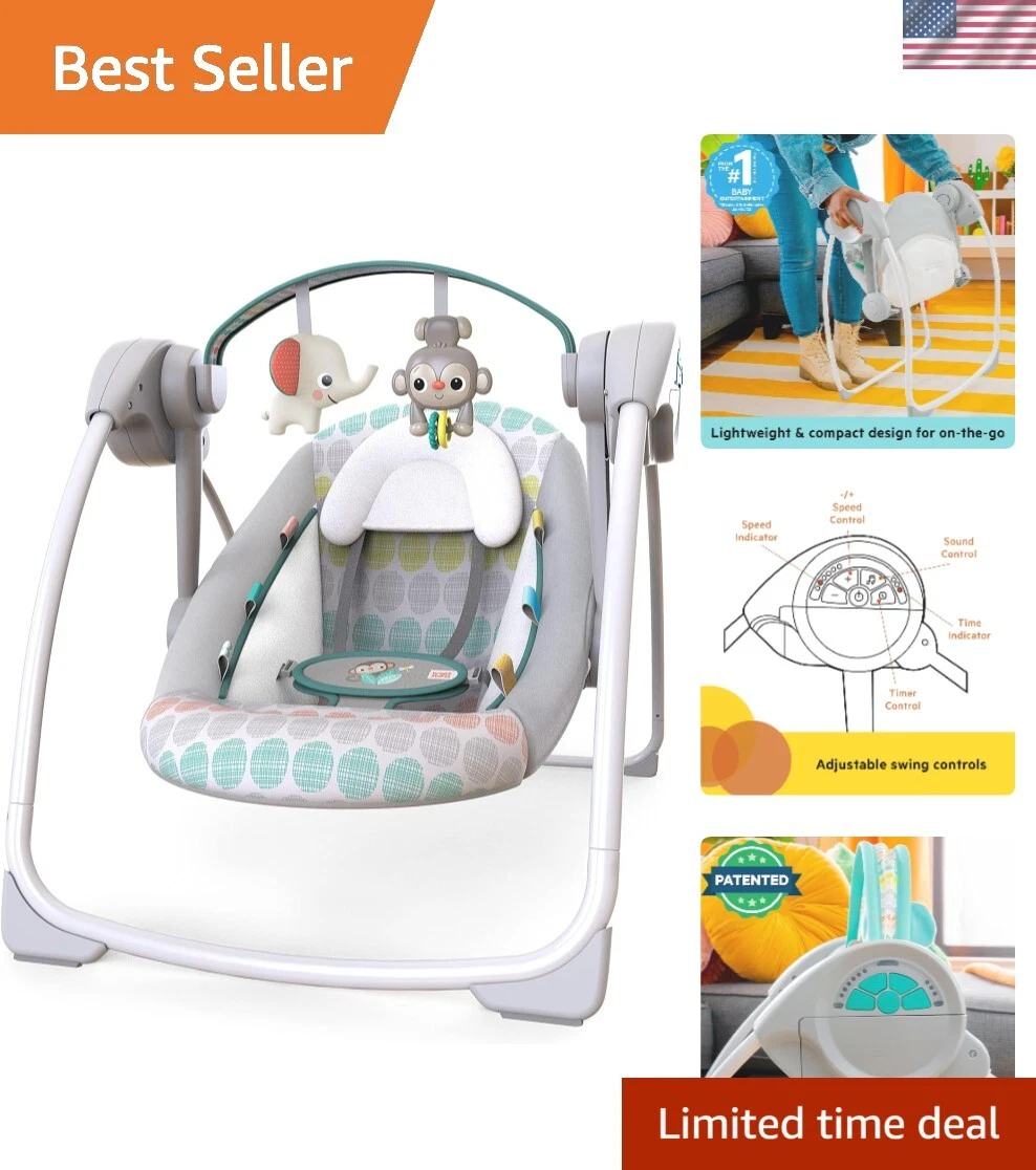 Portable Automatic 6-Speed Baby Swing with Adaptable Speed, Taggies, Music, R...