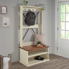 Cottage White Sideboard Coffee Hall Table Storage Bench Coat Rack Solid Pine