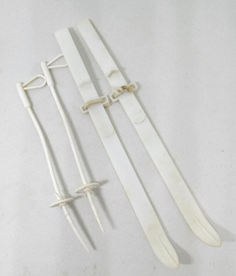 Vintage MEGO White Skis & Poles Accessories Action Jackson Maddie Mod Ski Patrol