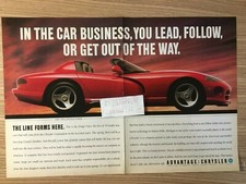 Dodge Viper Red 1992 Cars 2 pg. Promotional Print Ad: Line Forms Here