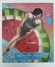 South Beach GLITTER WATERMELON SLICE Inflatable POOL FLOAT Ring Over 6ft tall