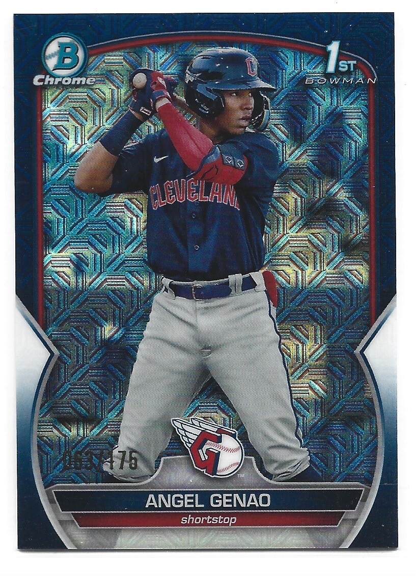 Angel Genao - 2023 Bowman Chrome - 1st Navy Mojo Refractor /175 - Guardians