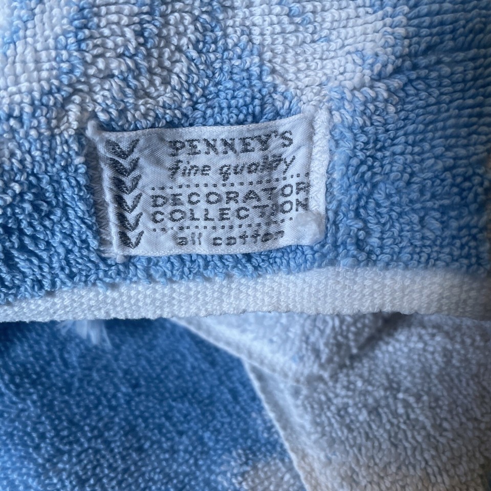 VTG Springmade Bath Towel Hand Towel Penneys. MCM Blue And White Floral