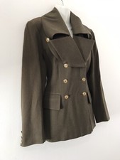 Jean Paul Jacket Vintage Khaki Military Style Double Breast Fitted Size 10 U.k.