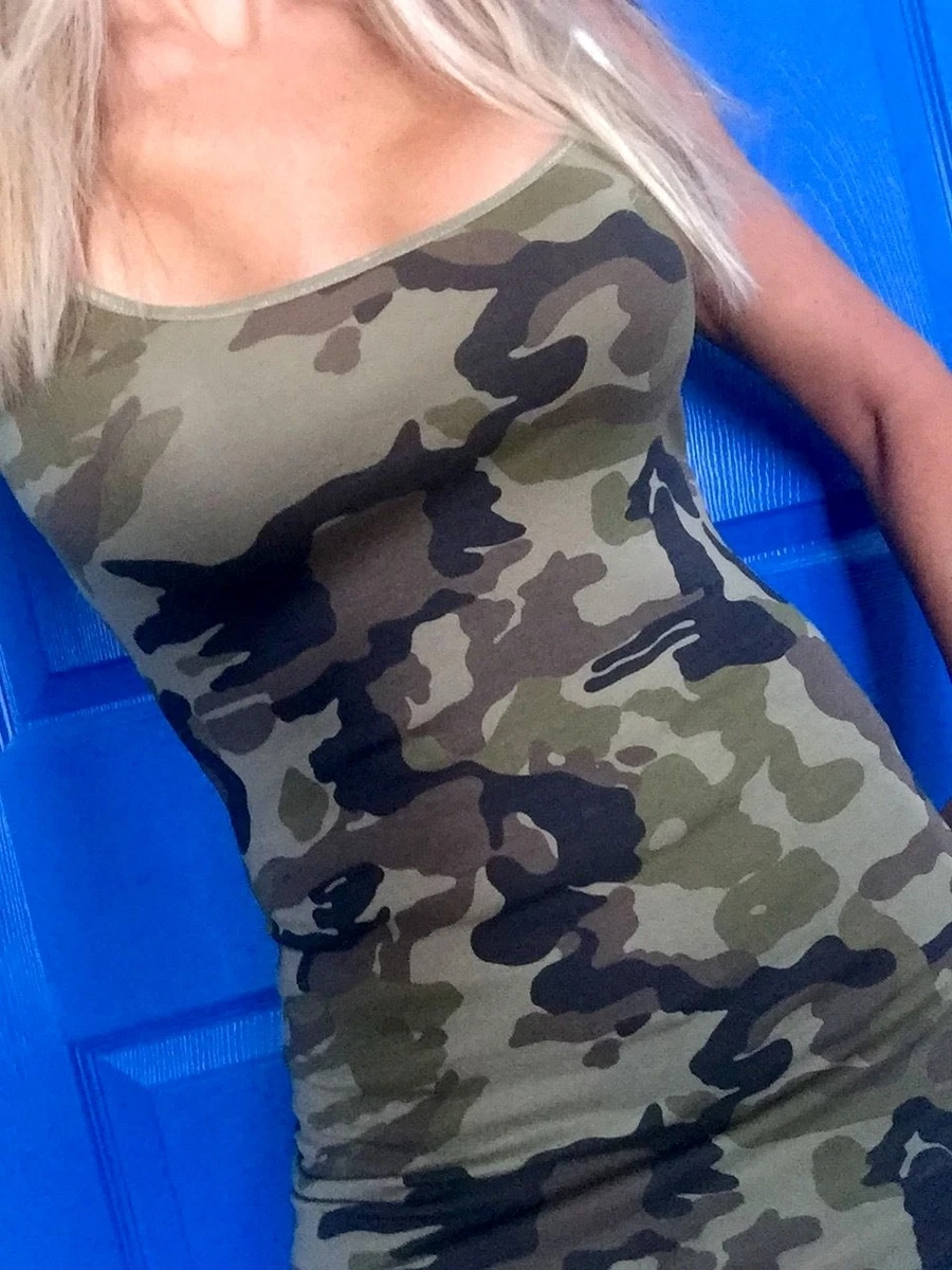 Camo spaghetti strap tank clearance top