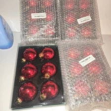 Kurt S. Adler Shiny Red Classic Christmas Ornaments | 4 box sets | 2.5" dia 