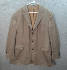 Stafford Blazer Adult 46R Tan Check Wool Silk Blend Dress Jacket Business Preppy