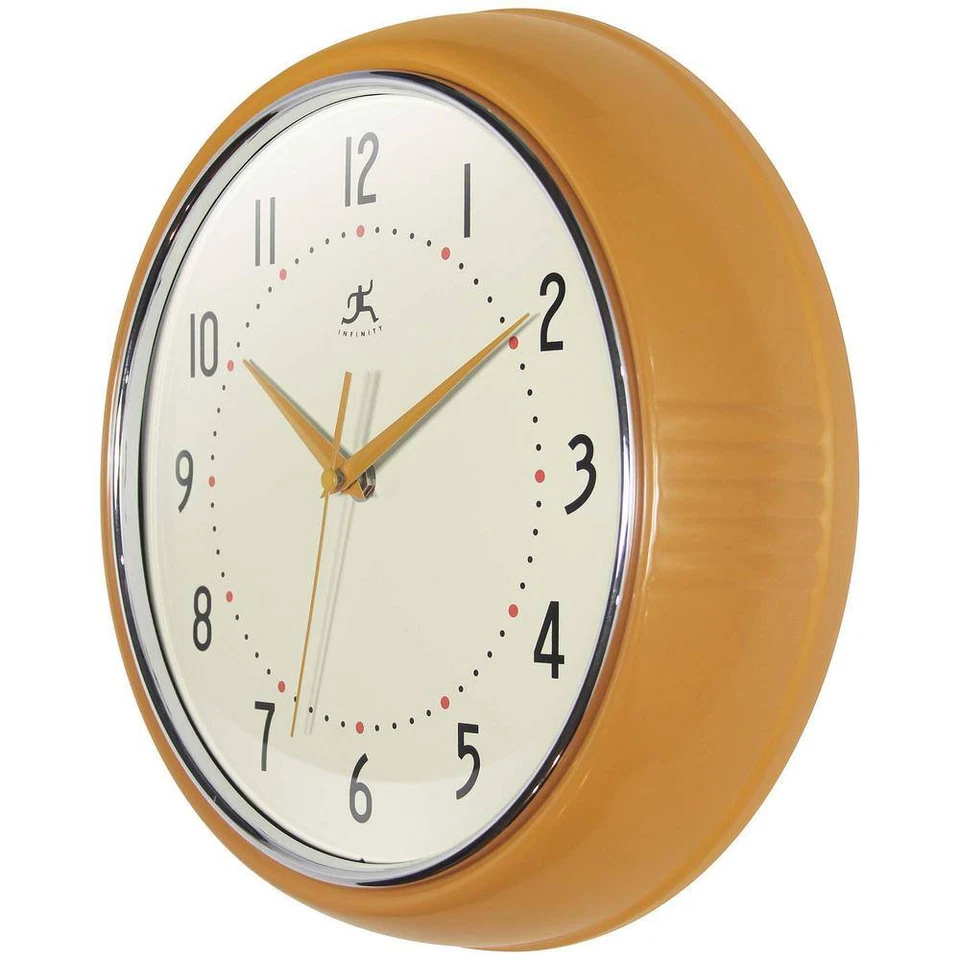 Retro round Saffron Aluminum Wall Clock, 12 In. - Image 3 of 4