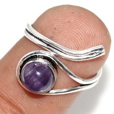 925 Silver Plated Pretty Natural Amethyst Ring US FreeSize Bridesmaid Gift MJ