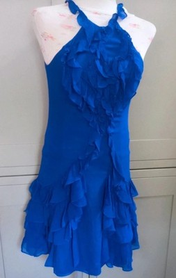 Karen Millen Silk Ruffle Halter Dress  Worn by Blair Waldorf gossip girl size 10