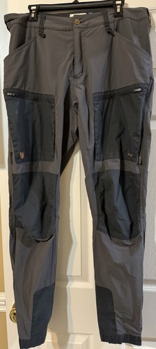 Fjallraven Keb Agile Pants Mens Gray Black 36x32 G-1000 Hiking Outdoor Trekking