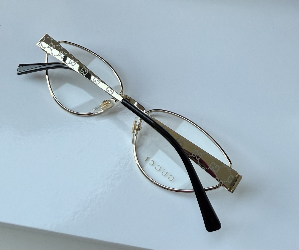 GUCCI GG1853O 001 Gold Transparent Oval Eyeglasses Frames 54mm