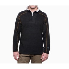Kuhl Alfpaca Fleece Sweater Mens XL Black 1/4 Zip Shearling Lined Performance
