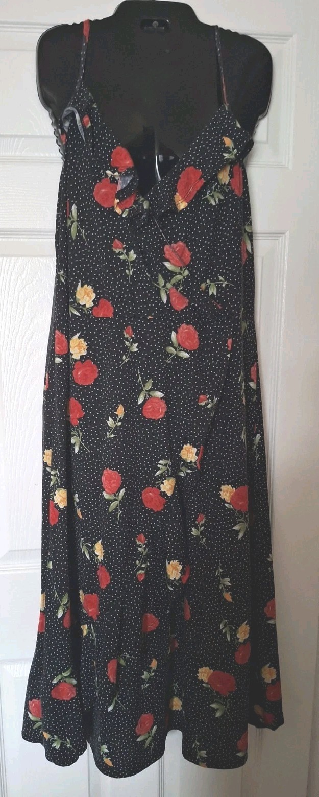 Floral Polka Dot Ruffled Maxi Dress Size 2X Derek Heart Black White Sundress