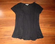 BORDEAUX Anthropologie ~ Size XS ~ Black Stretch Rayon TRAPEZE Swing Shirt c35
