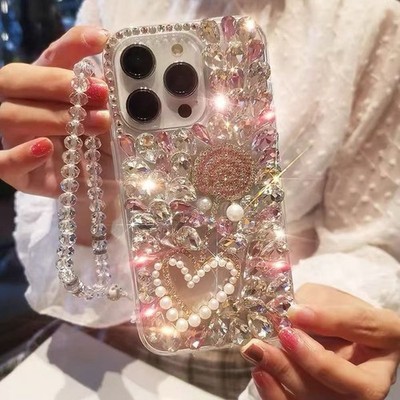 Case For Huawei Honor Glitter Diamond Lollipop Heart Love +Bracelet Phone Cover