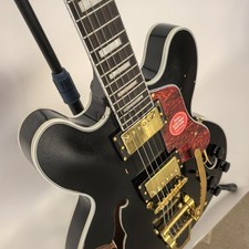 Aged Black Semi Hollow Body Electric Guitar Mahogany Body Neck Gold Hardware
