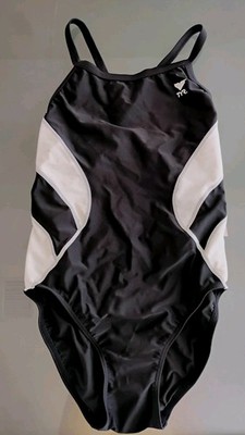 TYR Women Performance Diamondback Swimsuit One Piece Black White Size 34   FS
