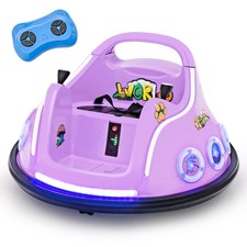 Kids 12V Ride on Bumper Car Remote Control w/ Flashing LED Light  Music Purple