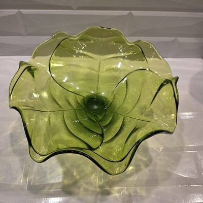 Vintage Viking Hand Made Green Footed Bowl 6'' T x 11''   MINT