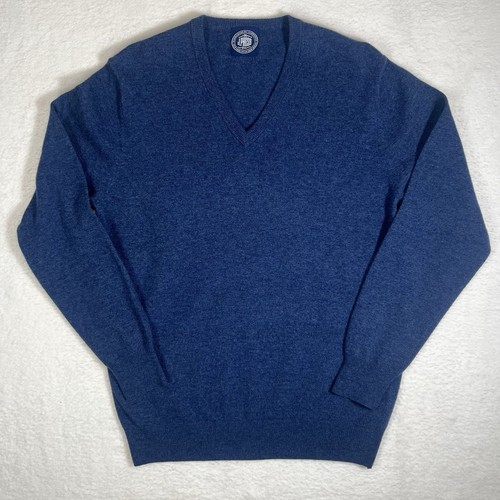 J. Press Blue V-Neck Wool Sweater 100% Geelong Lambswool Size Medium Eur 50/42”