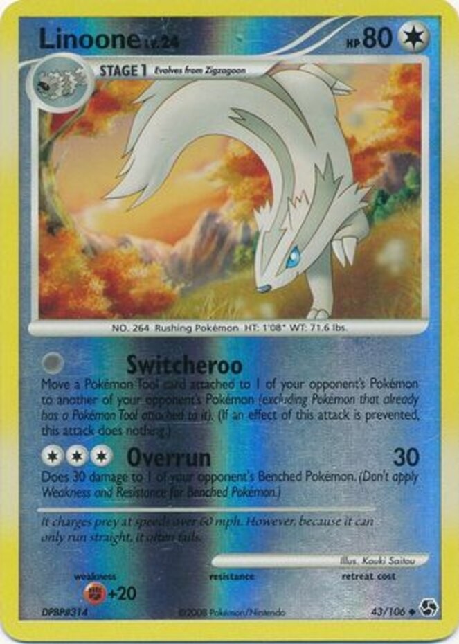 Damaged Linoone - 43/106 - Uncommon - Reverse Holo Pokemon Great Encounters