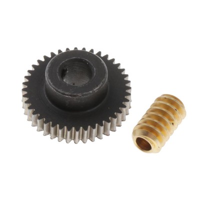 0,5 Modulus Stahl Schneckenrad 40 Zähne + Messing Zahnradwelle Set