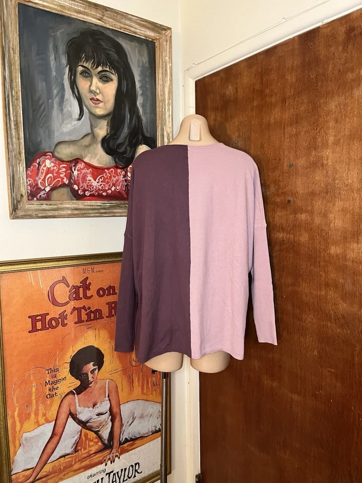 Suéter WynneLayers Colorblocked Desestructurado Dos Tonos Recortado Otoño En Woodrose XS Foto 3 de 4