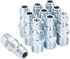3/8 Air Compressor Hose Fittings, Automotive T-Type, 3/8 Inch NPT Male Threads S