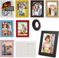 Kleine Holz-Bilderrahmen 9x13cm mit Passepartout Magnetwand- oder Tischaufstellu
