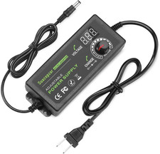 9V 24V 3A Adjustable Power Supply 72W AC/DC Adapter w/ LED Display, 5.5x2.5mm