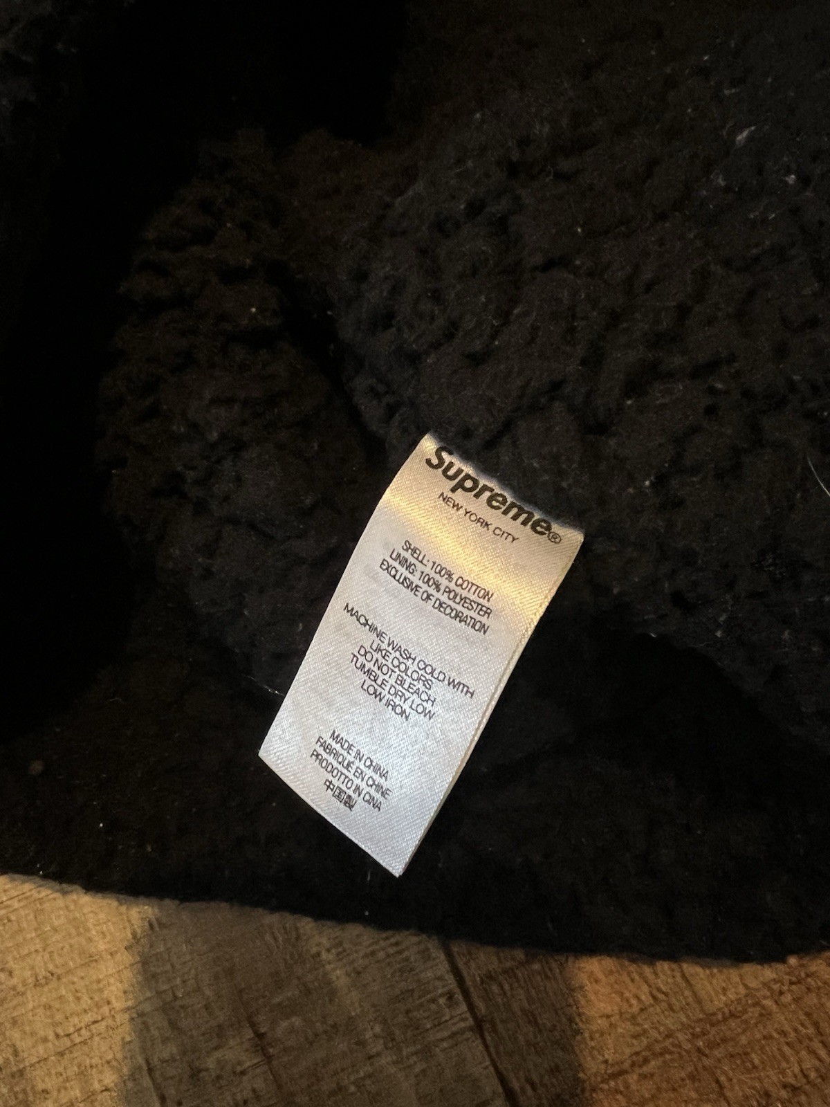 Supreme Shearling lined Button up Flannel Black -… - image 7