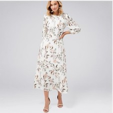 Forever New Maxi Dress Size AU 12 US 8 Floral Brown And White Long Sleeve